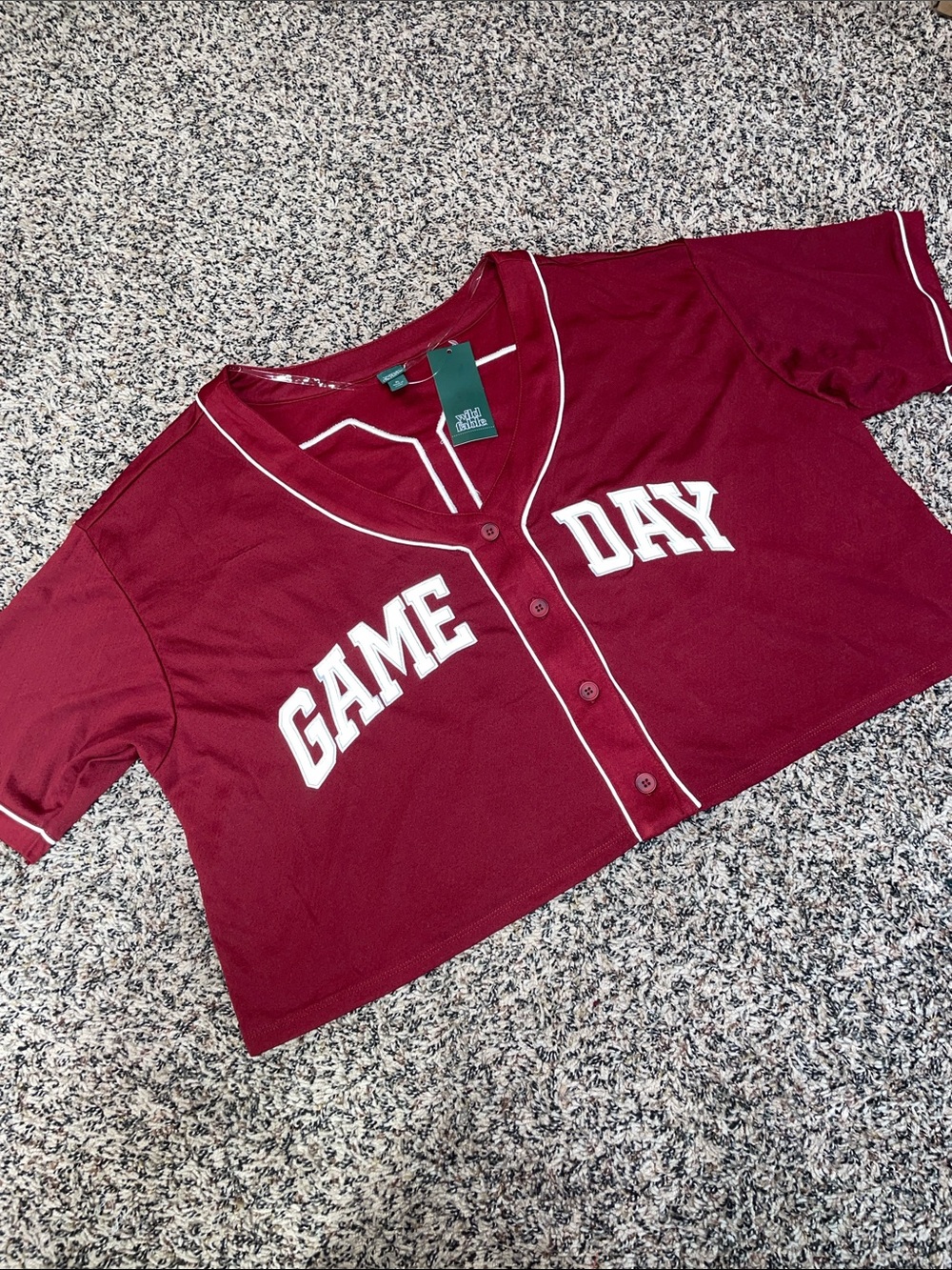 wild fable Oversized Button Down Game Day Jersey Maroon XL NWT